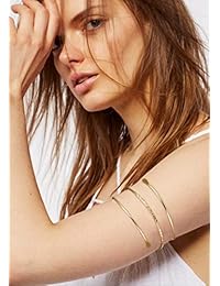 FUNRUN JEWELRY 3PCS Minimalist Coil Upper Armband Adjustable Cuff Armlet Arm Cuff Bracelet Filigree Swirl