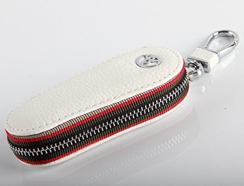 image for HNLJP Key chain Bag white Lychee rind pattern Genuine Leather Ring Hol