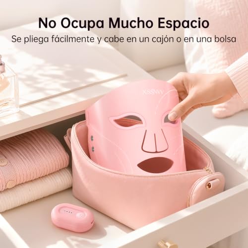 XSSNVV NVV04 Home Skin Care Wireless LED Facial Mask | Flexible Silicone LED Mask with 4 Light Modes, 850nm Near Infrared, 272 LEDs, Includes Eye Protectors
