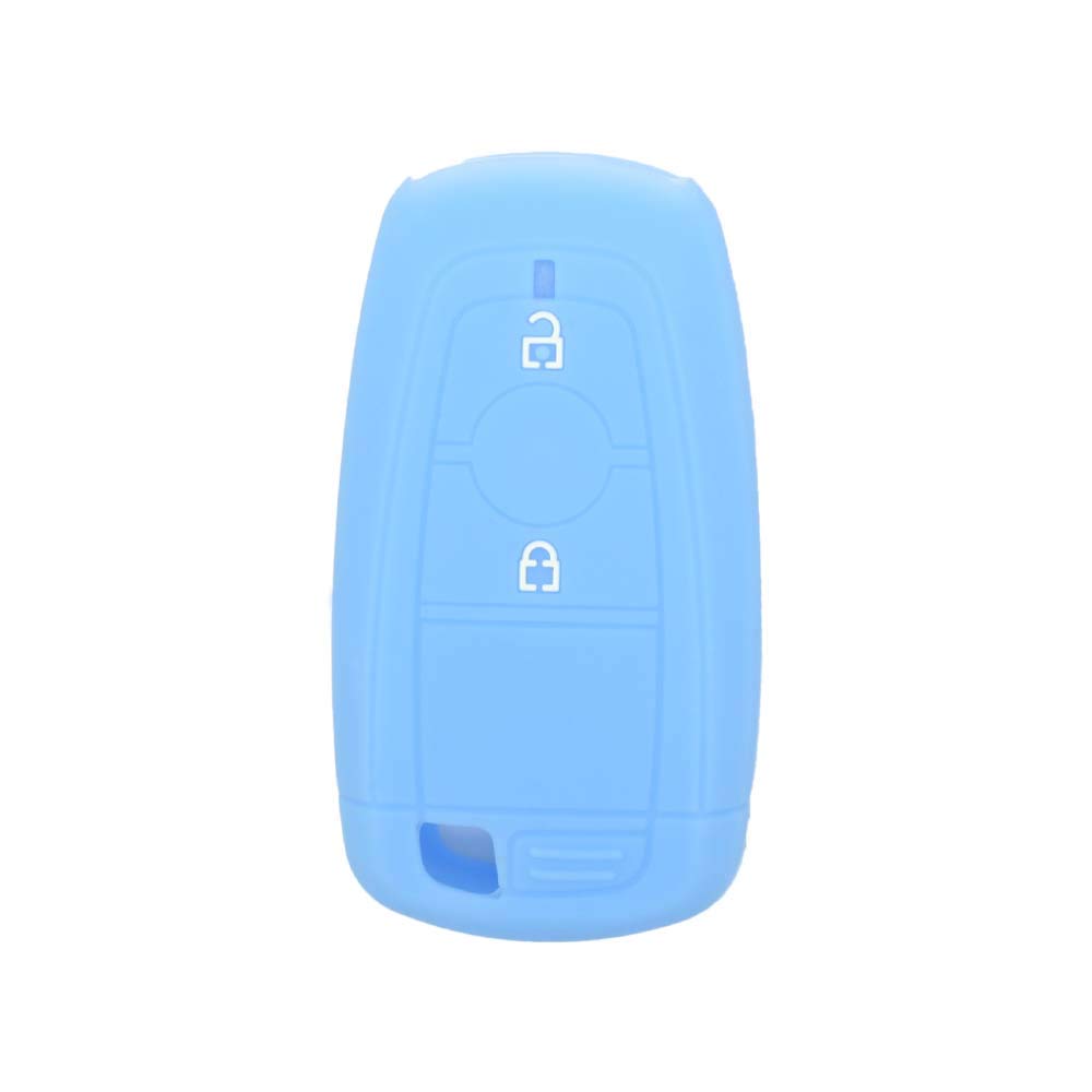 BROVACS Silicone Cover Protector Case Holder Skin Jacket Compatible with FORD EcoSport Mondeo Edge 2 Button Smart Remote Key Fob CV4712 Light Blue