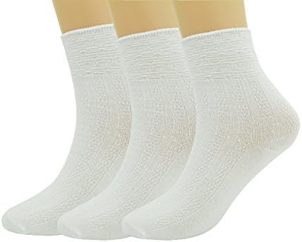 3 Pairs Woman's Combed cotton retro style Casual Socks, Light And Warm Design, Crew Socks (White)