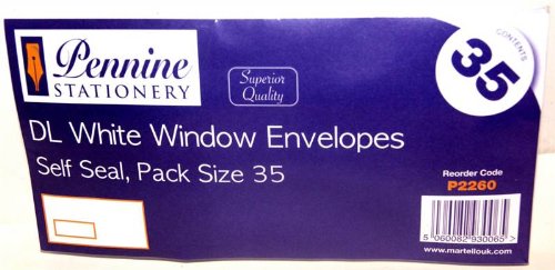 Pennine WindowDL Envelopes - White (Pack of 35)