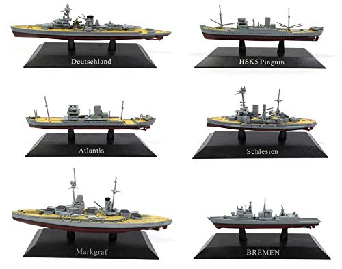 OPO 10 - Set of 6 warships 1/1250 BREMEN DEUTSCHLAND HSK5 ATLANTIS SCHLESIEN MARKGRAF (WSL30: 9-24-25-28-33-37)