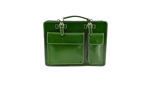 green leather briefcase