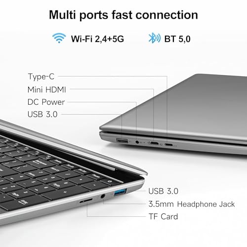 jumper Laptop 15.6 Inch FHD Display, 12GB RAM 512GB ROM TF Extend 512GB, 5205U Processor Notebook (up to 2.3GHz), 2 Stereo Speakers/USB 3.0/Type-C/10 Keyboard
