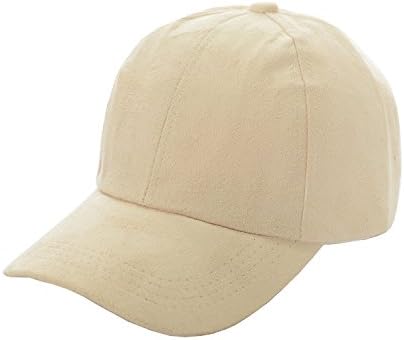 MHK Leather Suede Adjustable Baseball Cap Hat (Ivory)