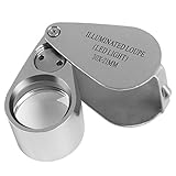 30X Full Metal Illuminated Jewelry Loop Magnifier,XYK Pocket Folding Magnifying Glass Jewelers Eye Loupe LED Light(Jewlers Identifying Type Lupe)