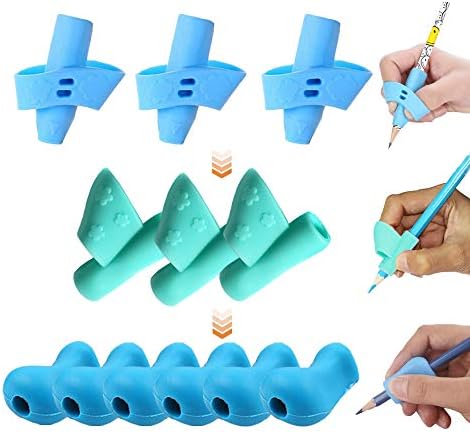 OKSANO Pencil Pen Grips 12 Packs, Grip Pencils Writing Aids for Children Kids Adults Left Handed and Right Handed Users Soft Silicone - Assorted Color