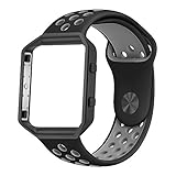 UMTELE for Fitbit Blaze Bands, Sport Silicone Replacement Strap with Black Frame for Fitbit Blaze Smart Fitness Watch Black/Gray