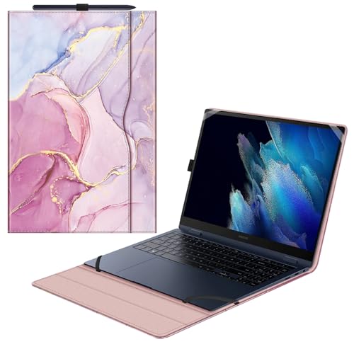 FINTIE Schutzhülle für Samsung Galaxy Book2 Pro 360 NP950QED/Galaxy NP950XED/Galaxy Book NP950QDB/Galaxy NP950XDB – Premium-PU-Leder, G-Marmor