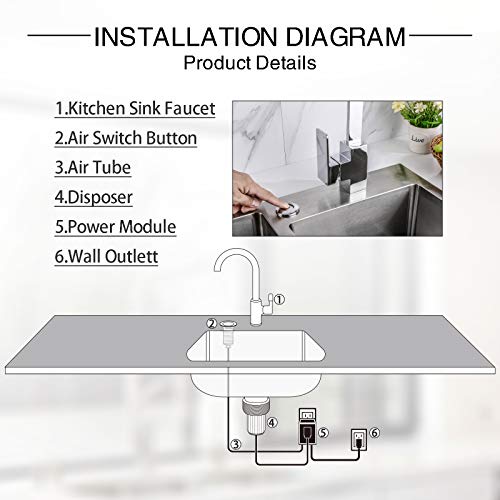 SINKINGDOM Garbage Disposal SinkTop Air Switch Kit with Long Button