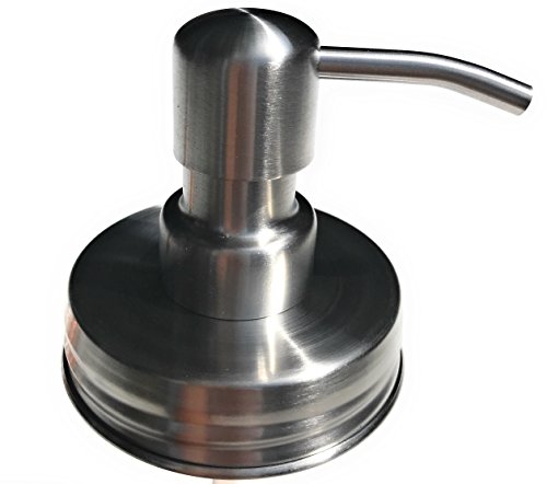 Foaming Regular Mouth Mason Jar Canning Pump and Lid Kit for Soap Dispenser with Spill Proof Gasket (1 Set in Stainless Steel)