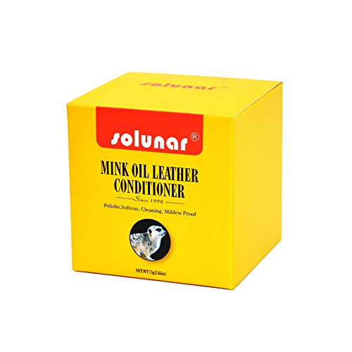 Solunar Mink Oil Leather Conditioner,Shoe Polish Cream,75g,Black,Nano-Tech|Softens|Cleaning|Color Restores|Mildew proof for Leather Jackets, Boots,Shoes,Couchs,Sofa,etc