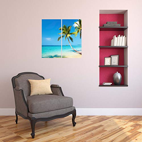 Canvas Wall Art Decor, Modern 24x24 Hanging 2 Panel Print Photograph, Decorative Painting Artwork for Kitchen, Bedroom, Office, Living Room, Home Decor Gift for Men & Women (1103 - Palm Beach) - Thumbnail 5