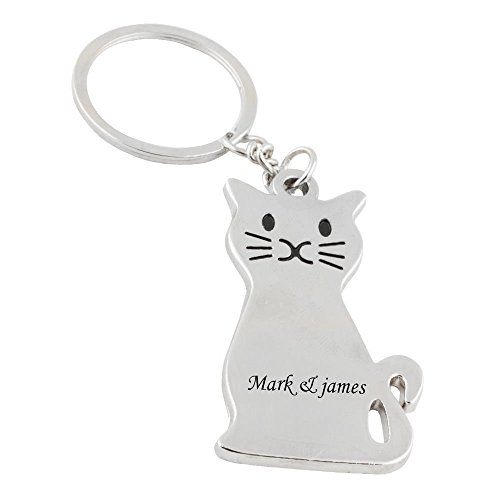 GP Personalized Cat Keychain Customized Key Ring with Gift Box Free Engraved