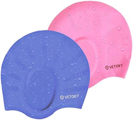 VETOKY Swim Cap, Silicone Swimming Cap with 3D Ergonomic Design,Non-Toxic,Great Elasticity,No Deformation for Adult Women Men Girls Boys Older Kids with Average or Large Heads