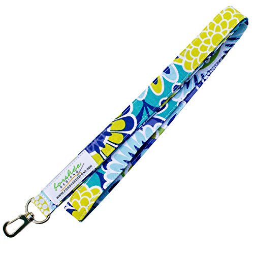 Fabric lanyard | handmade id badge holder | blue floral…