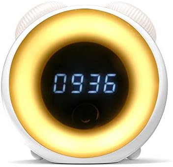 Powpro 1 Motion Sensor Alarm Clock with Dimmable Auto-Off Night Wake Up Light LED Display Tap Control Snooze Mode USB Rechargeable(White)