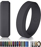 Knot Theory Silicone Wedding Ring - 6mm Band for Superior Comfort, Style, and Safety (Dark Grey, Size 8)