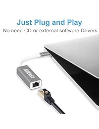 alleasy USB C a adaptador de conector Ethernet Thunderbolt 3 Compatible carcasa de aluminio Indicador LED integrado para MacBook Pro 2017, Lenovo Yoga, Samsung Galaxy S8, Gris