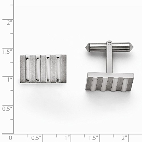 Chisel Titanium Polished and Brushed Stripes Cuff Links