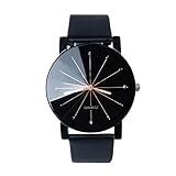 Lookatool® 1PC Men Quartz Dial Clock Leather Wrist Watch Round Case (Black)