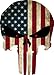 Grunge Style US Flag Punisher Skull Reflective Decal (4