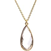 Gempires Natural Gemstone Teardrop Pendant Necklace for Women | 14K Gold Plated Chain Jewelry | Handmade Faceted Gemstone Drop Pendant | Hypoallergenic Birthstone Necklace | Dainty Everyday Gift for Her – Amazonite Moonstone Amethyst Labradorite Carnelian and More