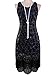 Vijiv 1920s Gastby Sequined Embellished Fringed Paisley Flapper Dress Blue XXL