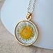 Sunflower Sunshine Daisy Real Pressed Flower Pendant 18k Gold Plated Necklace for Women Handmade