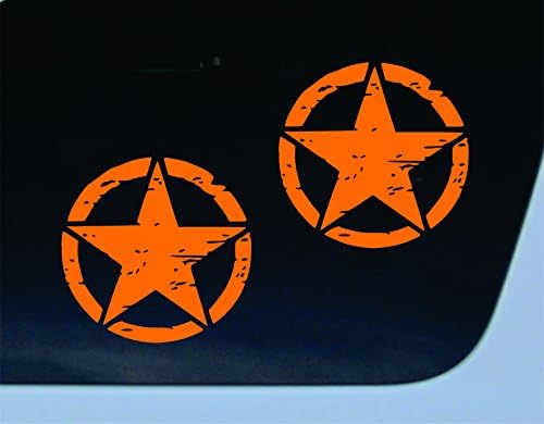 GET 2 Oscar Mike ORANGE 5x5 inch vinyl decal distressed star car truck window