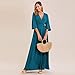 Women’s Boho Wrap V Neck Long Dress, Ladies Floral Printed Beach Party Maxi Dress Belted Tie-Waist Vintage Sundressthumb 3