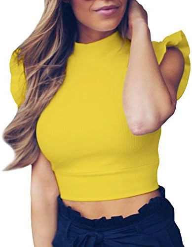 Uincloset Summer Sexy Sleeveless Casual Knitted Crop Top Blouses for Women