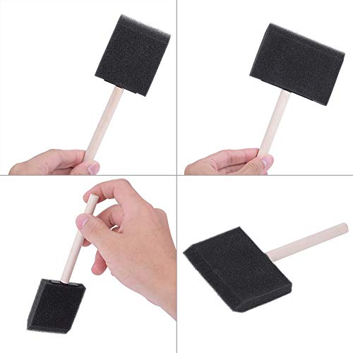 Ruiqas Foam Sponge Paint Brush, 4Pcs Foam Sponge Brush with Wooden Handle for Painting/Graffiti/Dust Cleaning