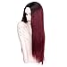 ForQueens Ombre Long Straight Wine Red Wig for Women Middle Part Synthetic Burgundy Wig for Black Women Heat Resistant Fiber