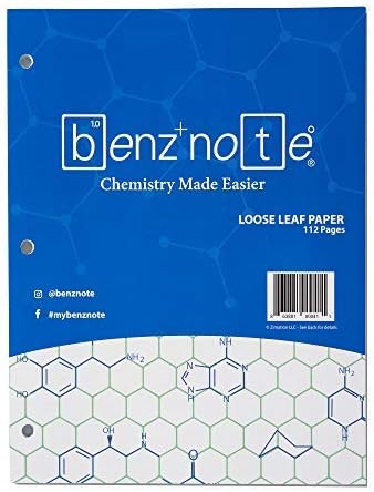 BenznoteLoose Leaf Filler Paper, for Organic and Bio Chemistry, 8-1/2" x 11", Hexagonal Graph Rule, Green Lined, 3-Hole Punched, 112 Pages