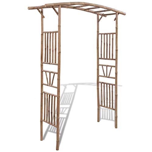 Retrome Outdoor Patio Wood Garden Arbor, Plant Climbing Support Trellis, Bamboo 57.1" x 15.7" x 73.6", for Rose Vines, Lawn Backyard Arch