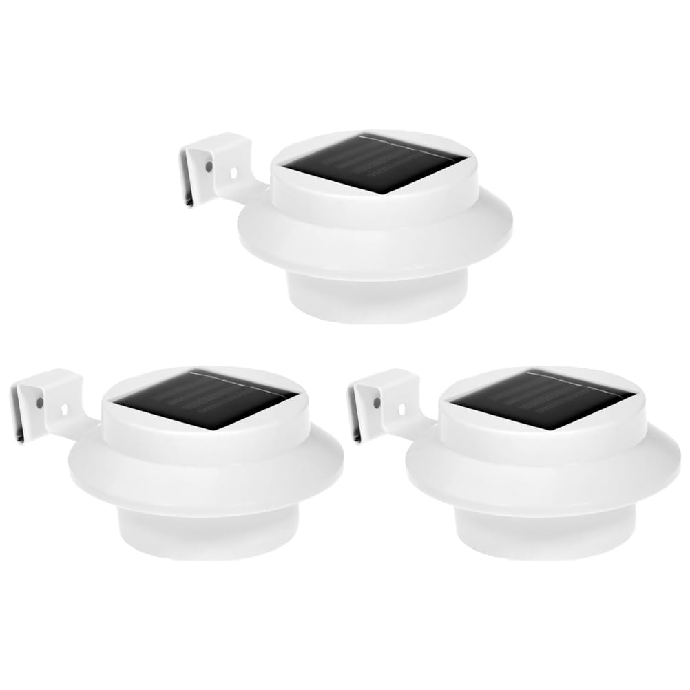 Housoutil Solar Fence Lights Outdoor Waterproof Led Gutter Lights Solar Powered Wall Lamps for Garden Patio Yard Pathway 3 Pack