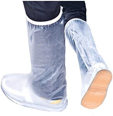 Suppersupplier Waterproof Rain Shoes Cover Reusable Zippered Rainproof Shoes Covers Men Cycle Rain Boots Flat Slip-resistant Overshoes Rain Gear (Large)