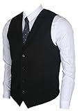 Ruth&Boaz Men's 2Pockets 4Buttons Business Tailored Collar Suit Vest (XXL, BLACK)