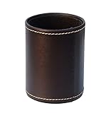 AuroTrends Round Pens Pencils Holder Pu leather Desk Organizer Office Desk Accessories (Brown)