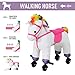 Qaba Walking Unicorn Horse Toy with Wheels and Sound for Kids, Plush Ride-On Battery Operated, White