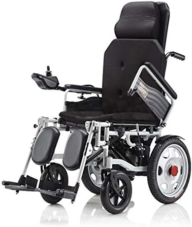 Electric Wheelchair, Carbon Steel Disabled Wheelchair, Elderly Electric Wheelchair, Lightweight Folding Wheelchair Black Red-Black
