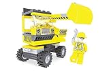 Ausini Construction City Excavator with Action Figures Building Bricks 104pc Educational Blocks Set – Great Gift for Children