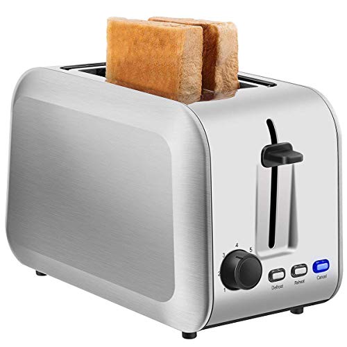 2-Slice Toaster, Home Gizmo Cool Touch Toasters with 2 Extra-Wide Slots, 7 Browning Dials and Removable Crumb Tray - Brushed Stainless Steel (Sliver_SL1)
