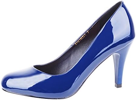 NIUERTE Women's Leather High Heel Round Toe Classic Pumps
