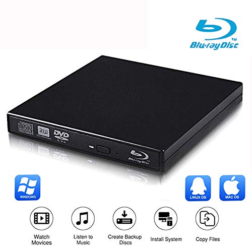 VikTck External Blu Ray Drive DVD Player Drive,USB 2.0 Disc Burner Reader Slim BD CD DVD RW ROM Writer for PC Mac Windows 7 8 10 XP Linxus (Black) - Thumbnail 7