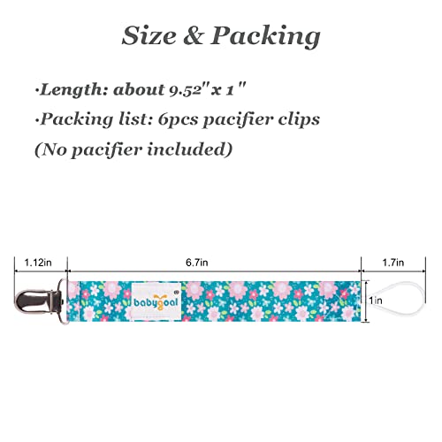 Babygoal Pacifier Clips, 6 Pack Metal Clips Pacifier Holder for Boys