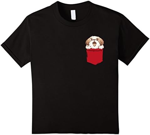 Kids Shih-Tzu Puppy Dog in Your Pocket T-Shirt 4 Black