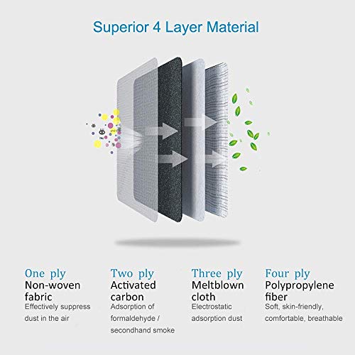 Professional Disposable Face Mask with Carbon Filter (4-Ply) with Earloop for Virus, Bacteria, Germ, Dust, Pollen, Particle Protection (50) - Thumbnail 2